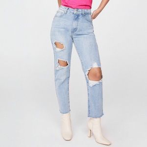 High Waisted Mom Jeans Light Blue Size 14